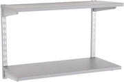 2-Tier Adjustable Floating Wall Shelf Steel & Wood 90x32x43cm Grey