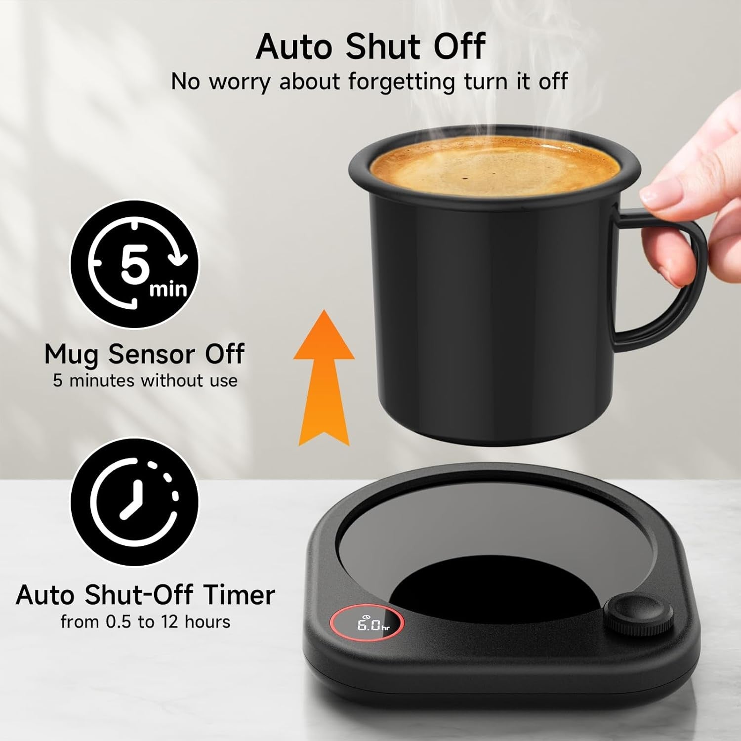 Coffee Mug Warmer Desk Heater Temp Display Auto Shut Off