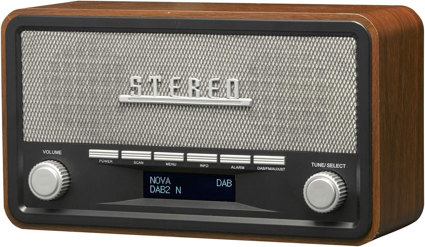 Vintage Style DAB/DAB+ FM Radio with Bluetooth, Clock & AUX – Wood