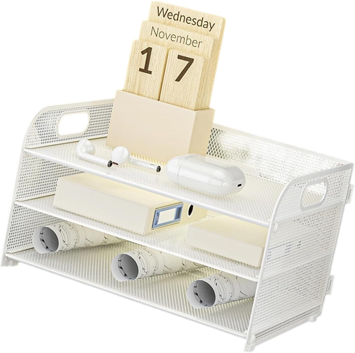 3-Tier Desk Organizer Letter Tray Paper File Storage Rack White