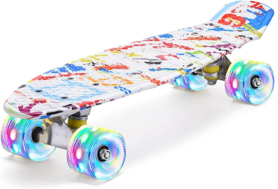 22" Kids Cruiser Skateboard with LED Wheels Beginner Complete Skateboard