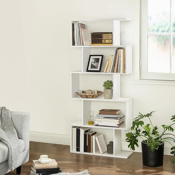 5-Tier White Cube Bookcase Room Divider Modern Display Storage Shelf 159cm