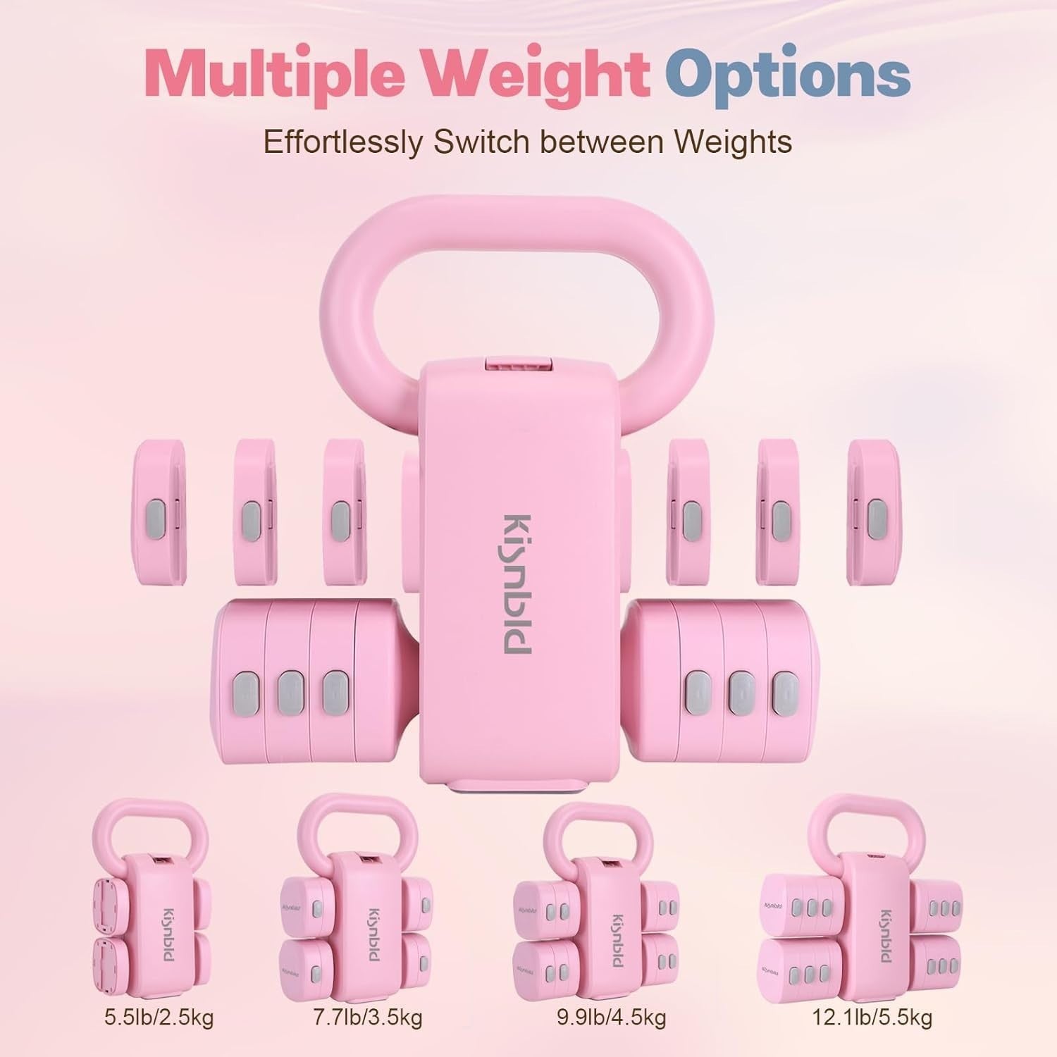 4-in-1 Adjustable Dumbbell Set 2–5LB Fast Adjust Non-Slip Weights Women