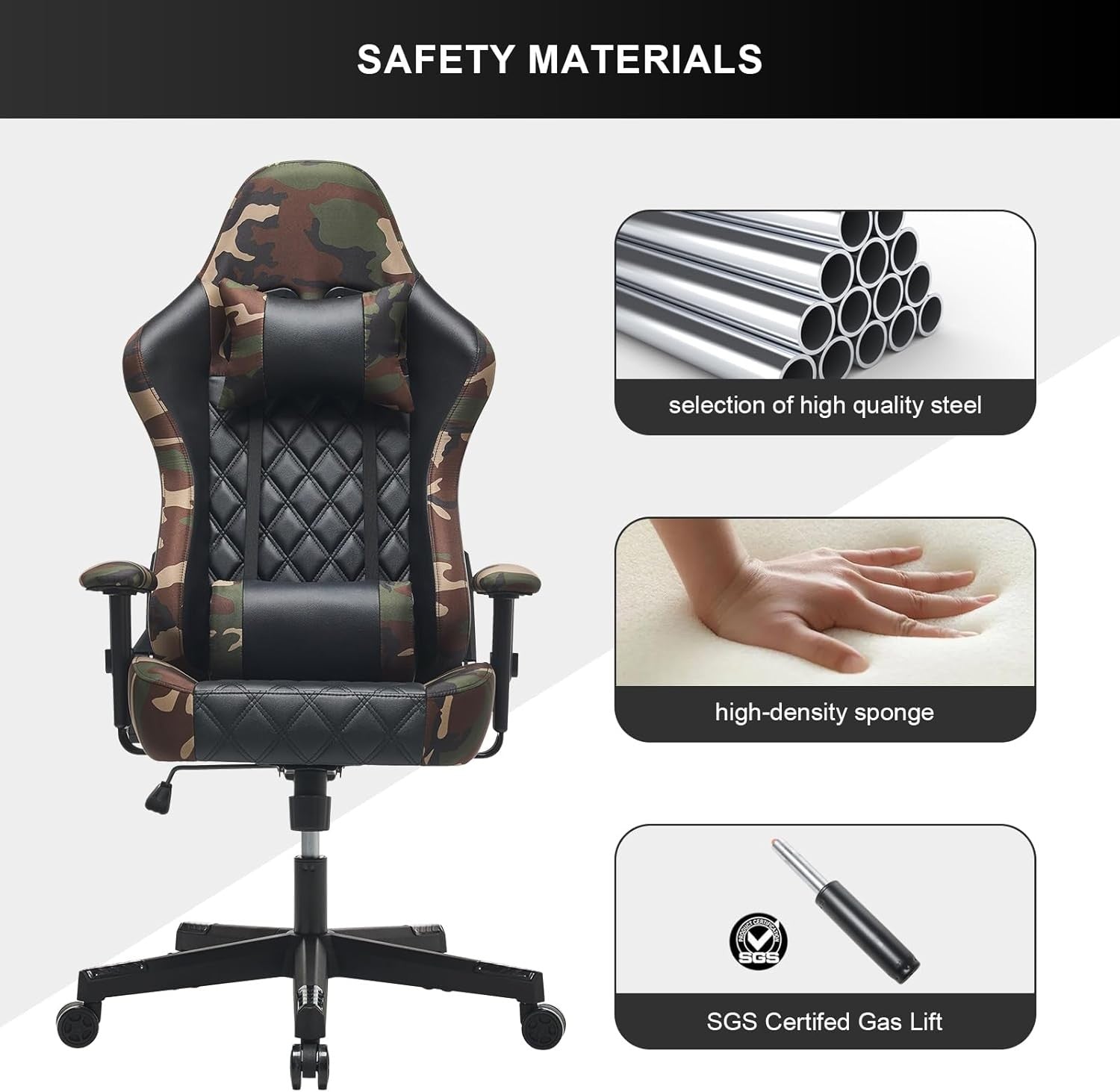 Ergonomic Gaming Chair 360° Swivel Recliner w/ Lumbar Headrest