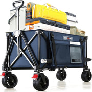Blue Heavy Duty Camping Wagon 150L Extra Wide Wheel Folding Festival Garden Cart