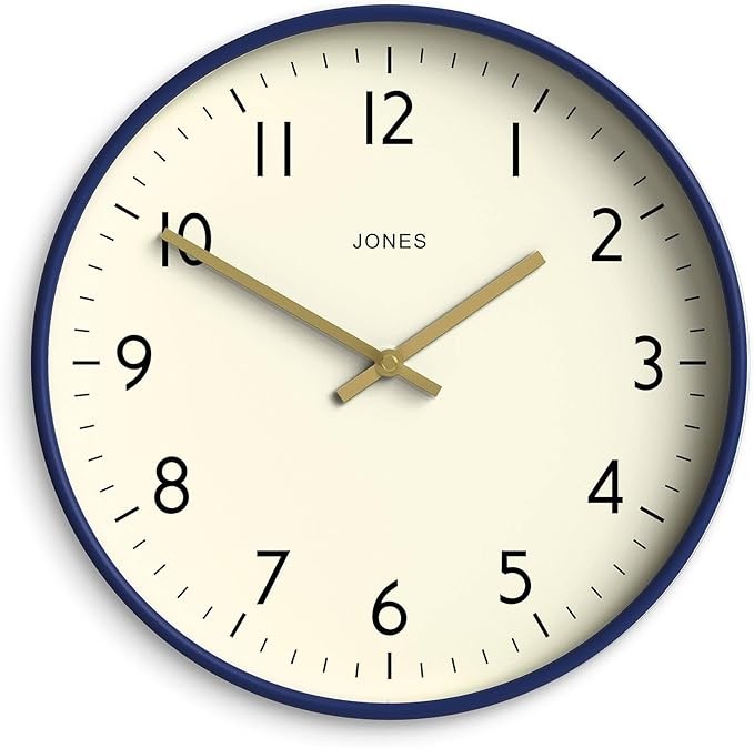 Modern 30cm Wall Clock Dark Navy Blue Silent Non-Ticking Easy Read Home Office