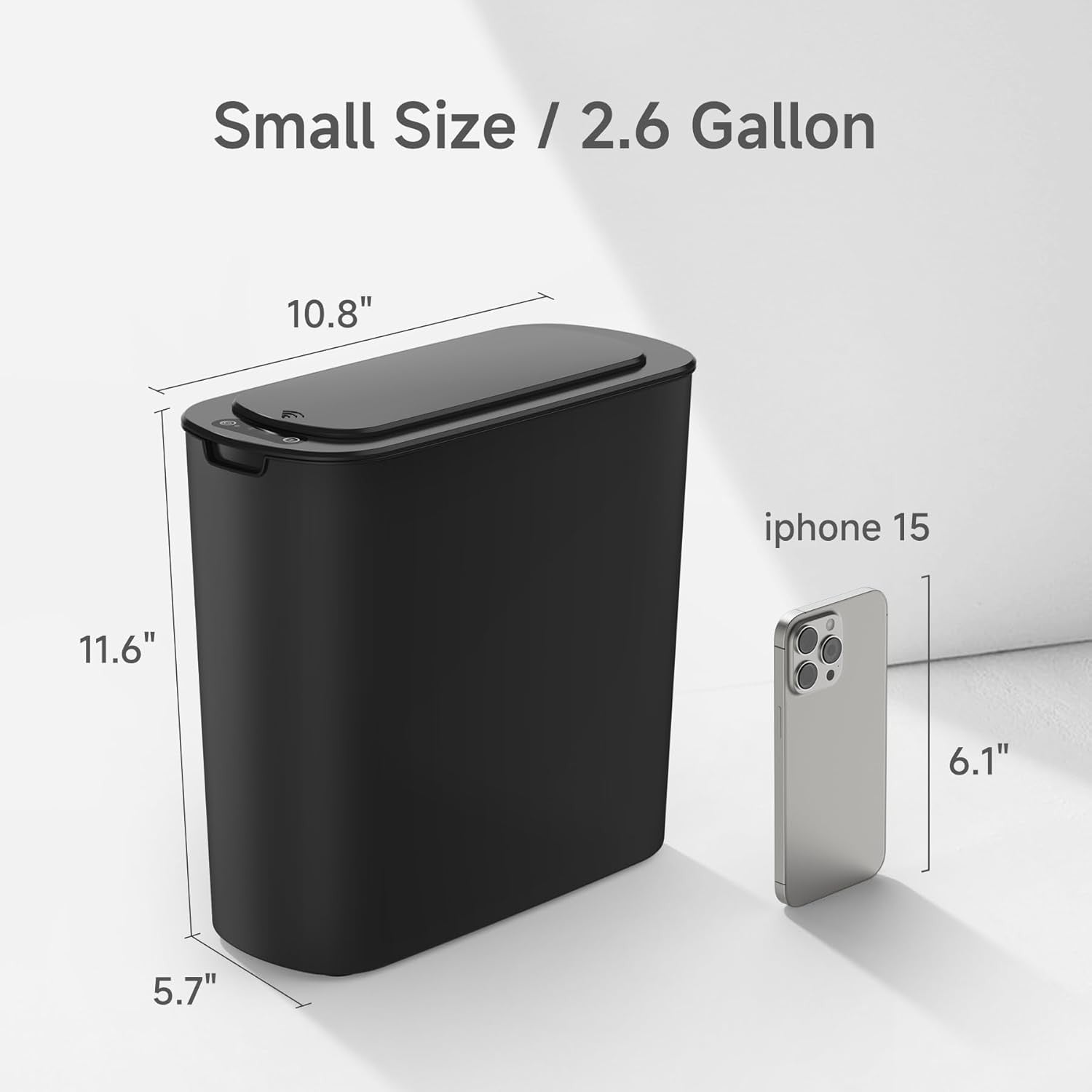 Automatic Touchless Bathroom Bin 2.6 Gallon Slim Motion Sensor Black