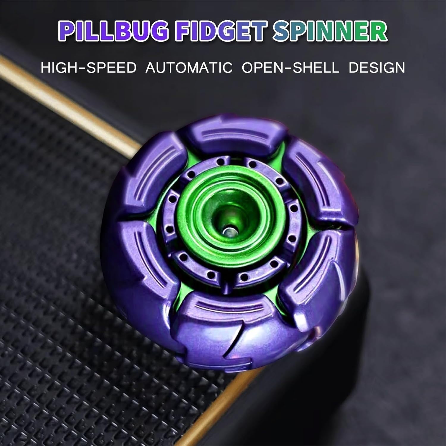 Purple Green Metal Fidget Spinner UFO Open Shell Smooth Spin EDC