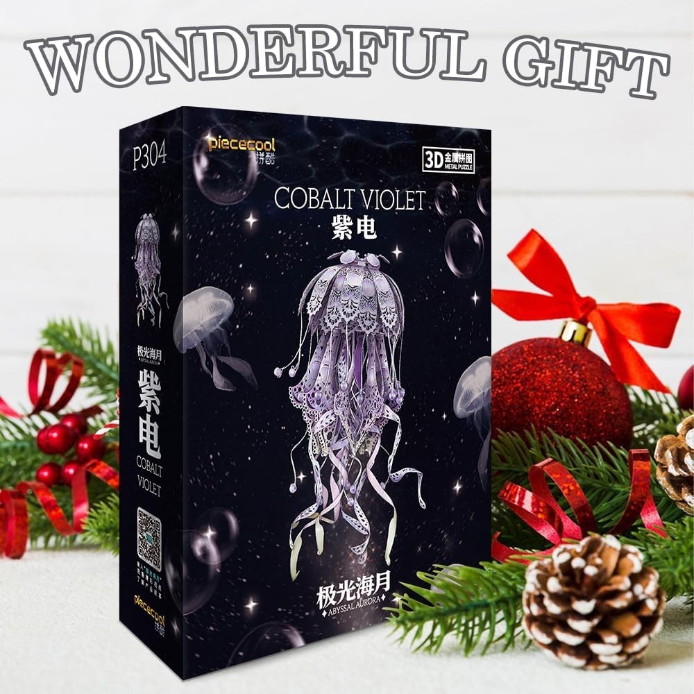 3D Metal Jellyfish Puzzle for Adults, DIY Ocean Decor, 61 Pieces, Gift Idea