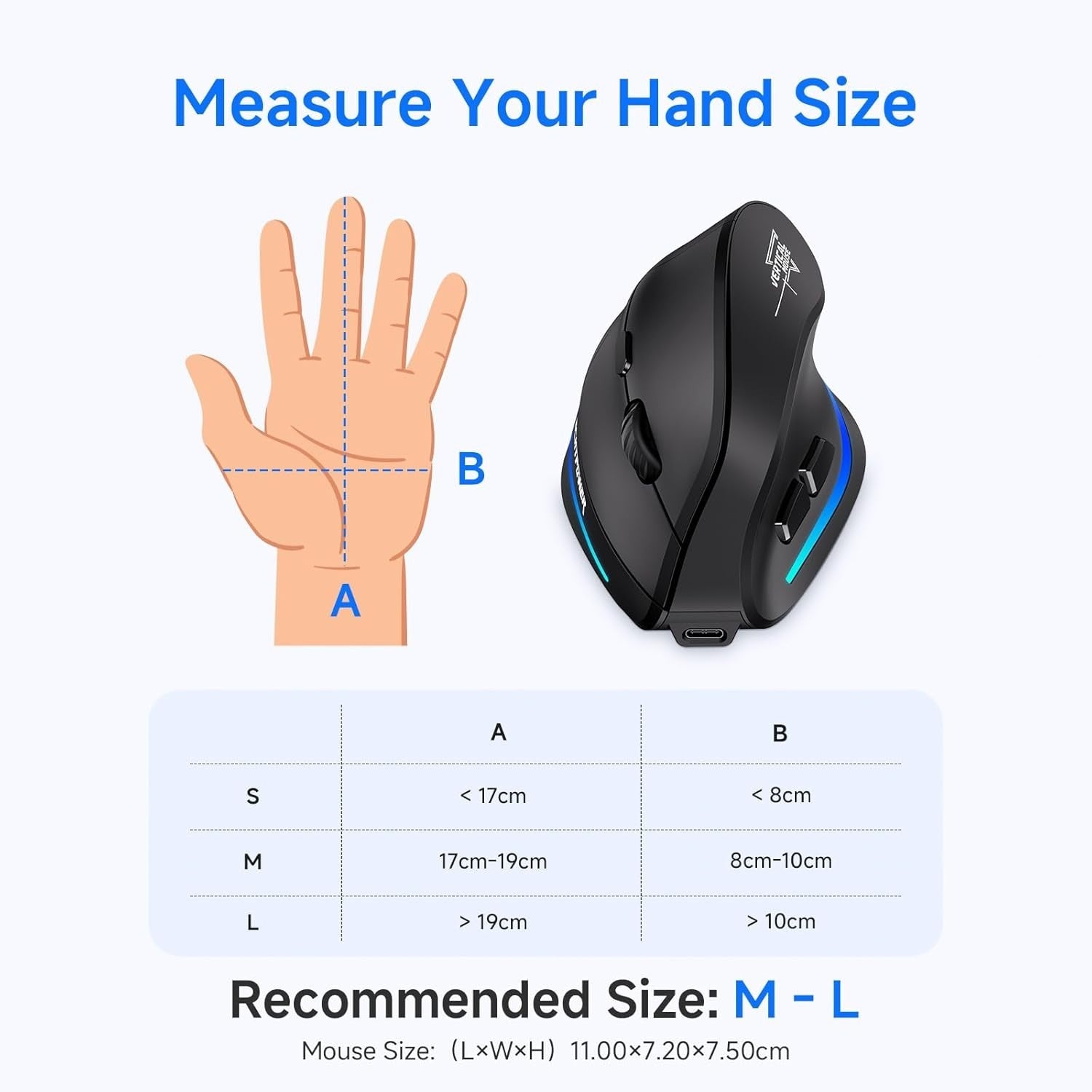 Vertical Ergonomic Wireless Mouse Rechargeable 4800 DPI 6 Button