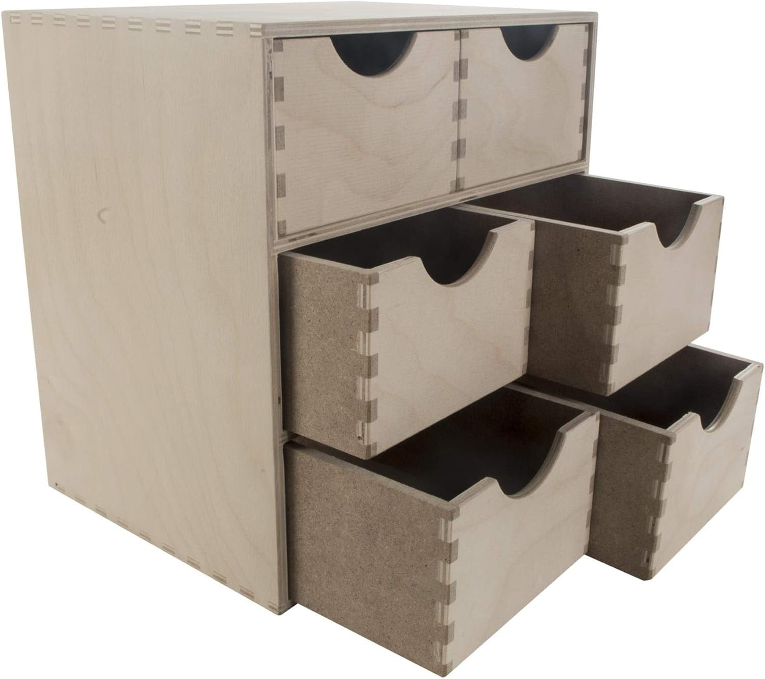 Wooden Desk Organiser 6-Drawer Mini Chest Birchwood Storage Cabinet 28cm