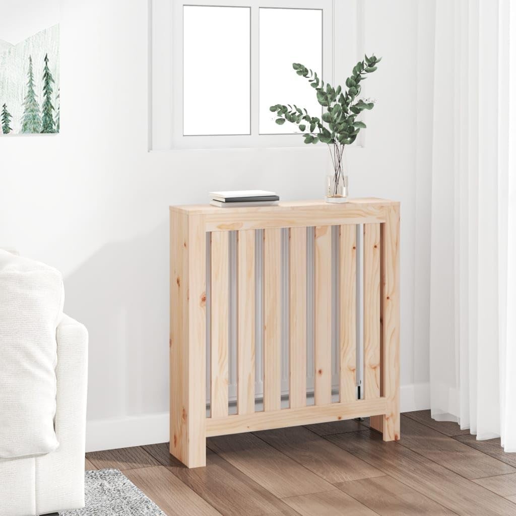 Natural Pine Radiator Cover 79.5x19x84cm – Modern Slatted Heater Cabinet