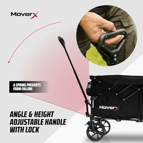 300L Folding Wagon Trolley All-Terrain Wheels Adjustable Handle Camping Cart