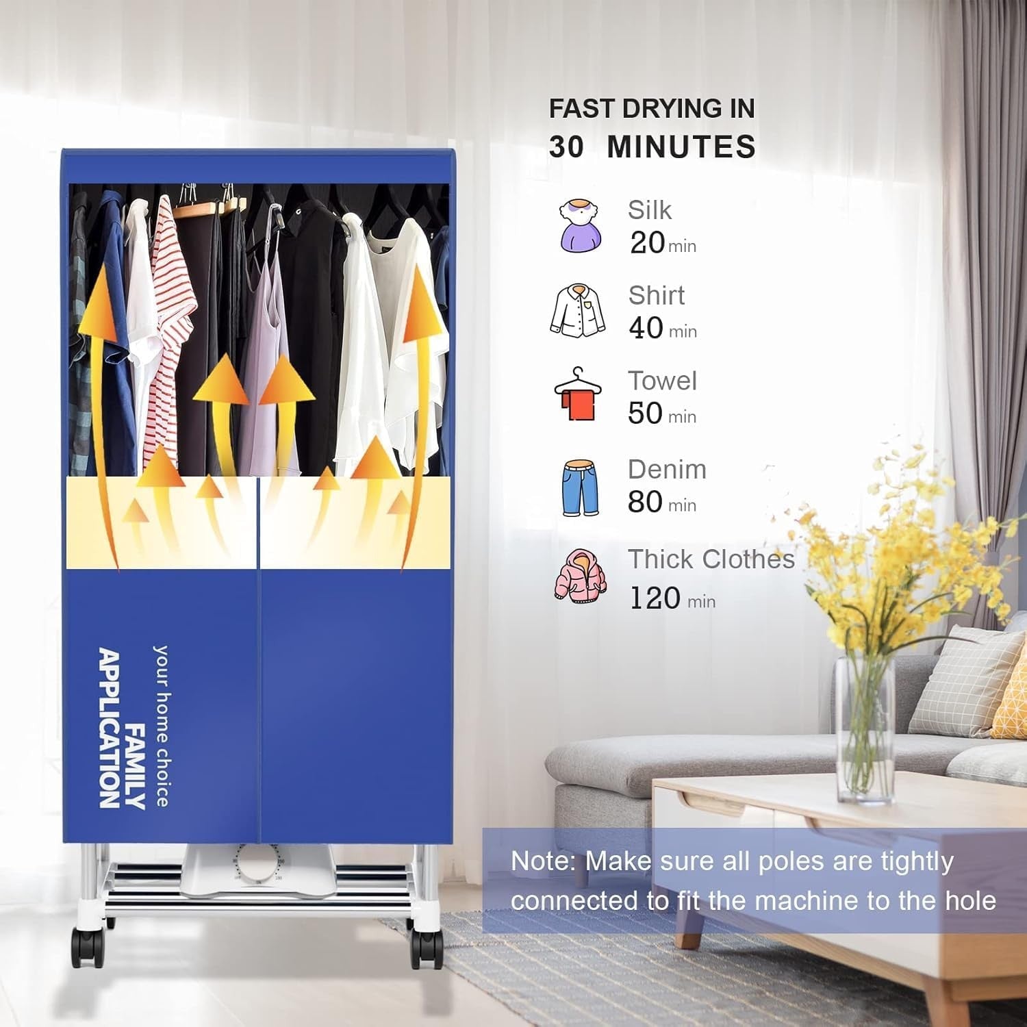 Portable Clothes Dryer Cabinet Electric Drying Wardrobe 15kg Timer