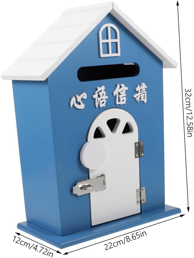 Lockable Wall Mounted Mailbox Outdoor Blue | Secure Post Box for Home & Garden