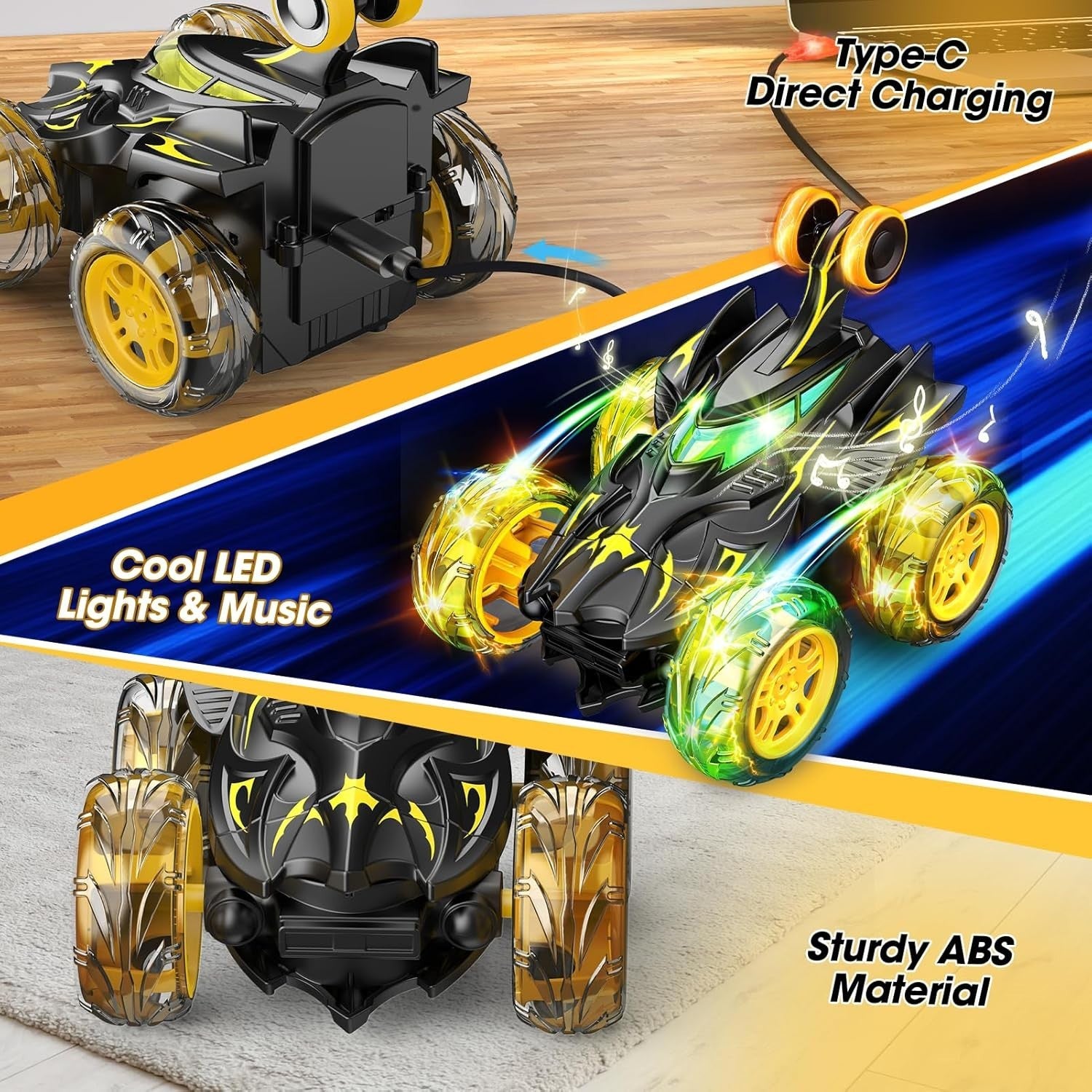 360° Flip Bat RC Car Toy 2.4GHz LED Stunt Car Gift for Boys Girls Age 3-9