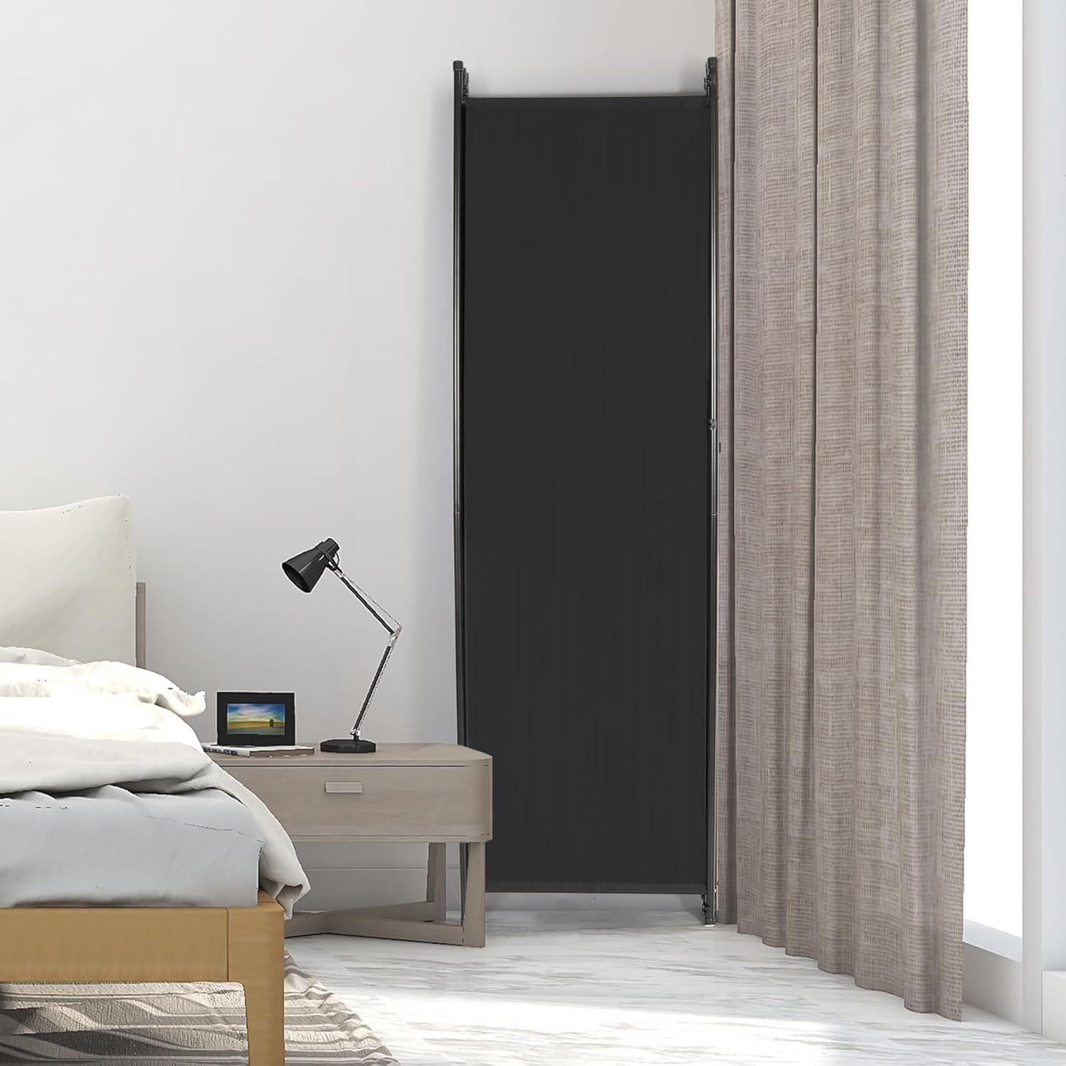 4 Panel Black Folding Room Divider Privacy Screen Partition 203x173cm