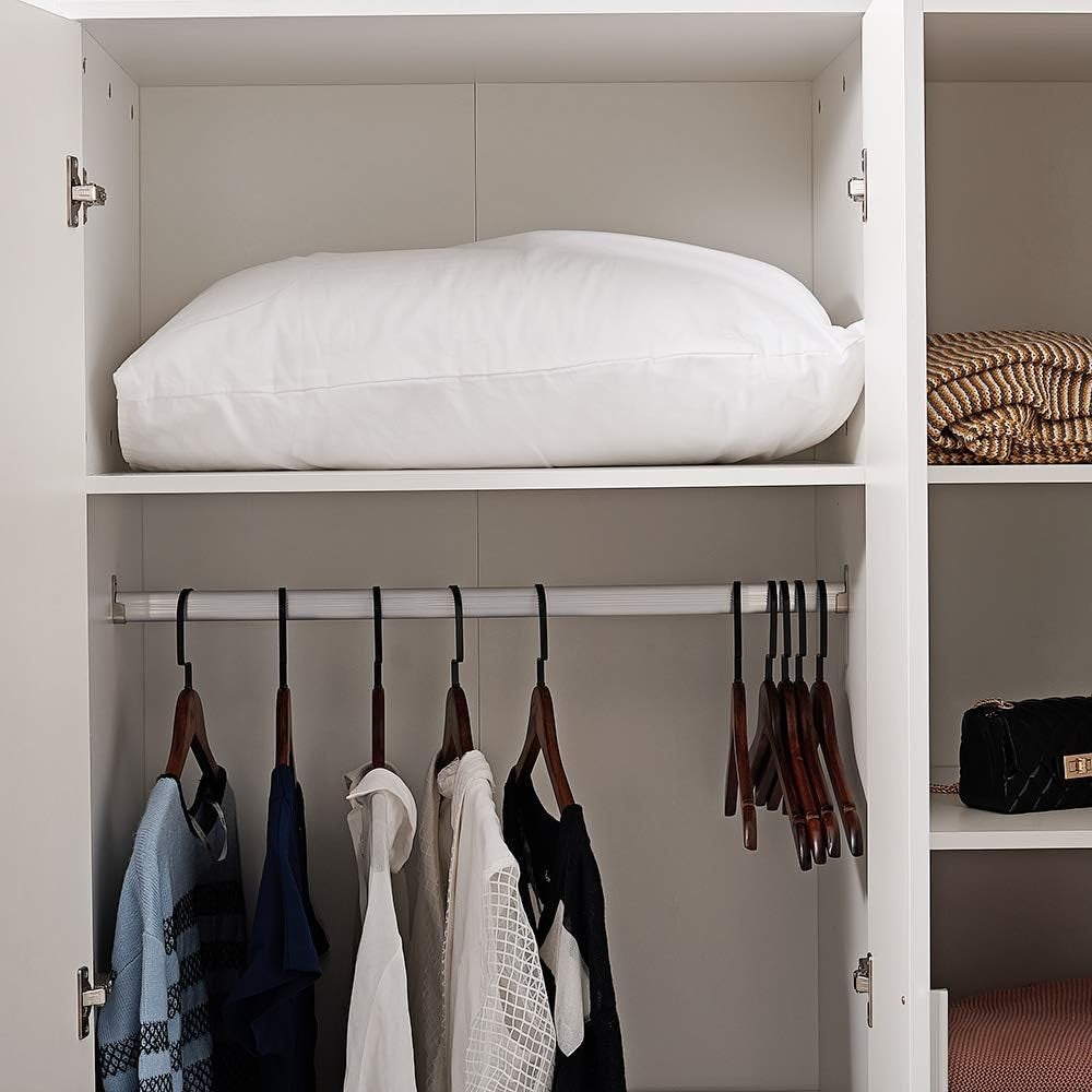 Modern 3 Door White Wardrobe with Hanging Rail & Foldable Storage Shelves