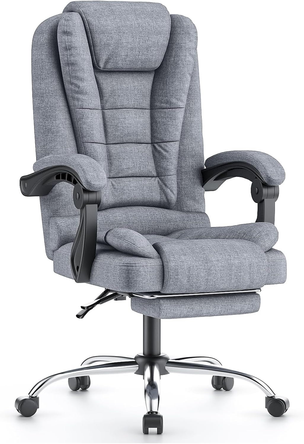 Title Ergonomic High Back Office Chair Fabric Reclining Desk Swivel Seat Grey