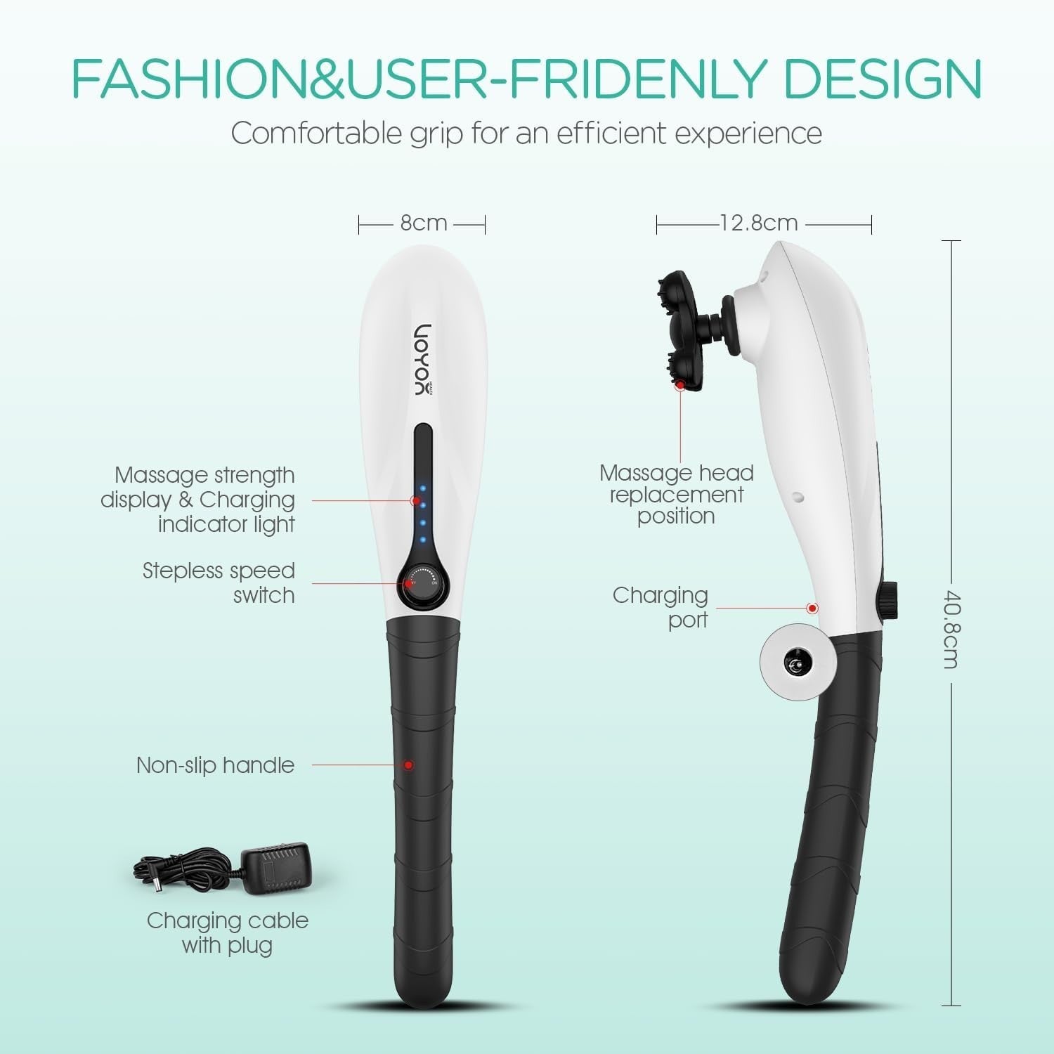 Handheld Neck Back Massager Deep Tissue Percussion Pain Relief Body Relaxer