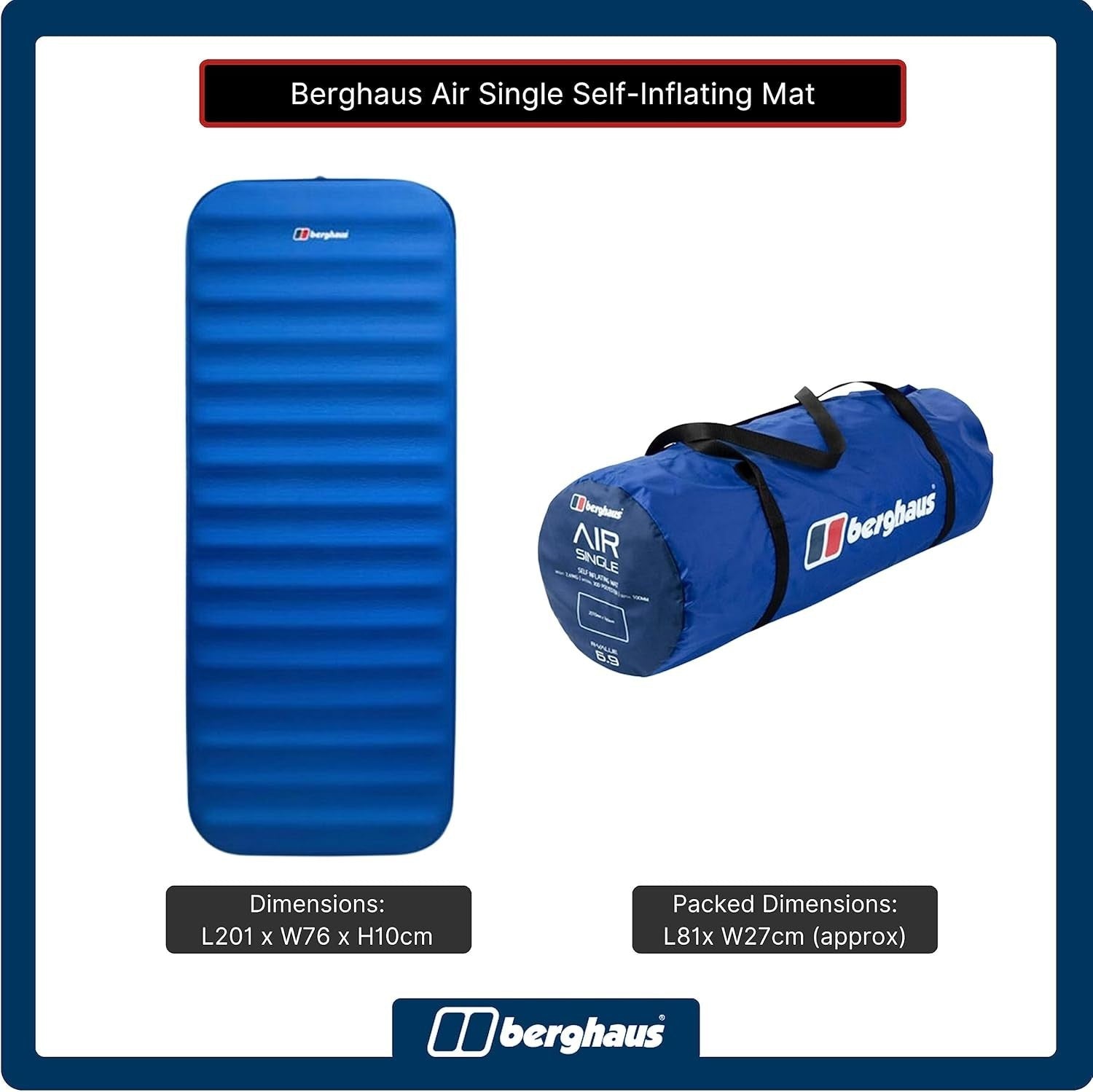 Single Self-Inflating Camping Mat Air Bed Lightweight Compact