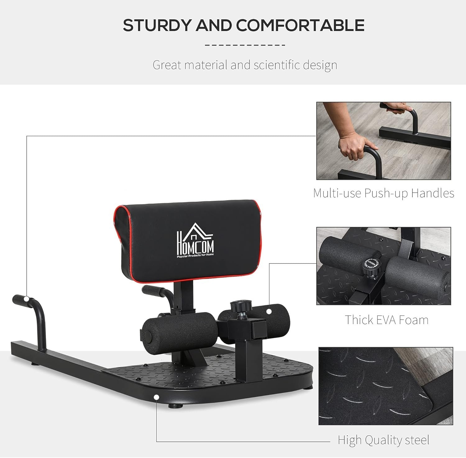 3 in 1 Squat Machine Hip Thrust Bench Push Up Stand Home Gym