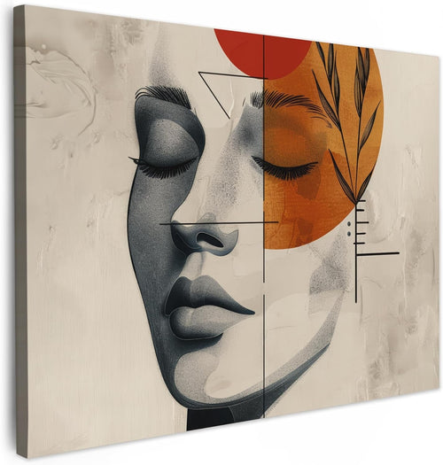 Modern Woman Canvas Wall Art Framed Abstract Botanical Print 70x50cm