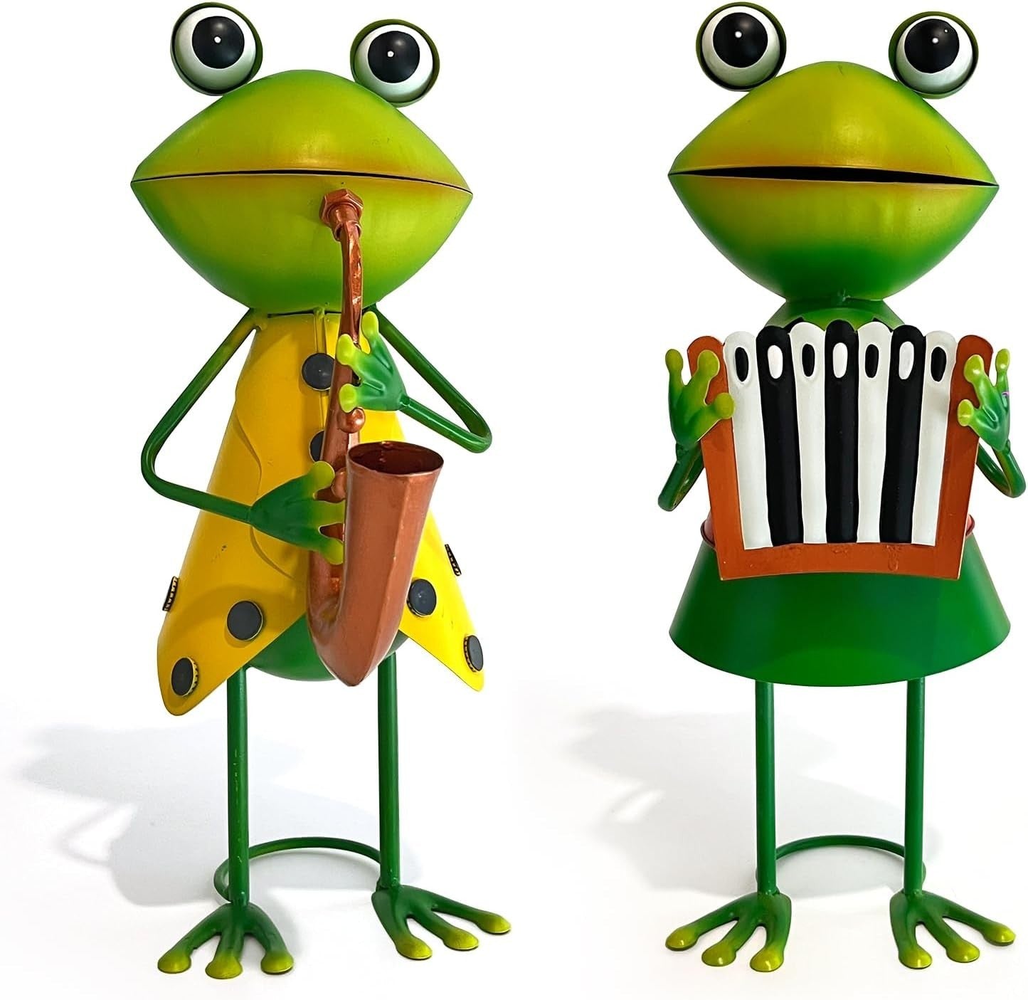 Metal Frog Garden Ornament Saxophone Player 3D Outdoor Decor Fairy Yard Art