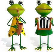 Metal Frog Garden Ornament Saxophone Player 3D Outdoor Decor Fairy Yard Art