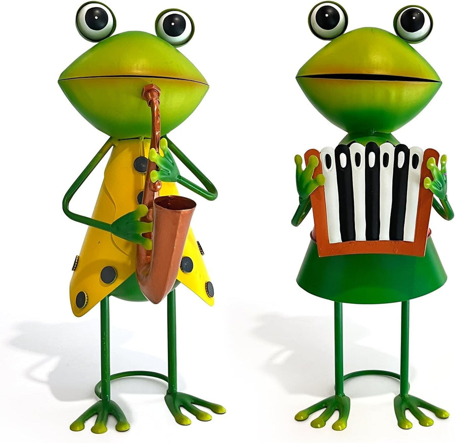 Metal Frog Garden Ornament Saxophone Player 3D Outdoor Decor Fairy Yard Art