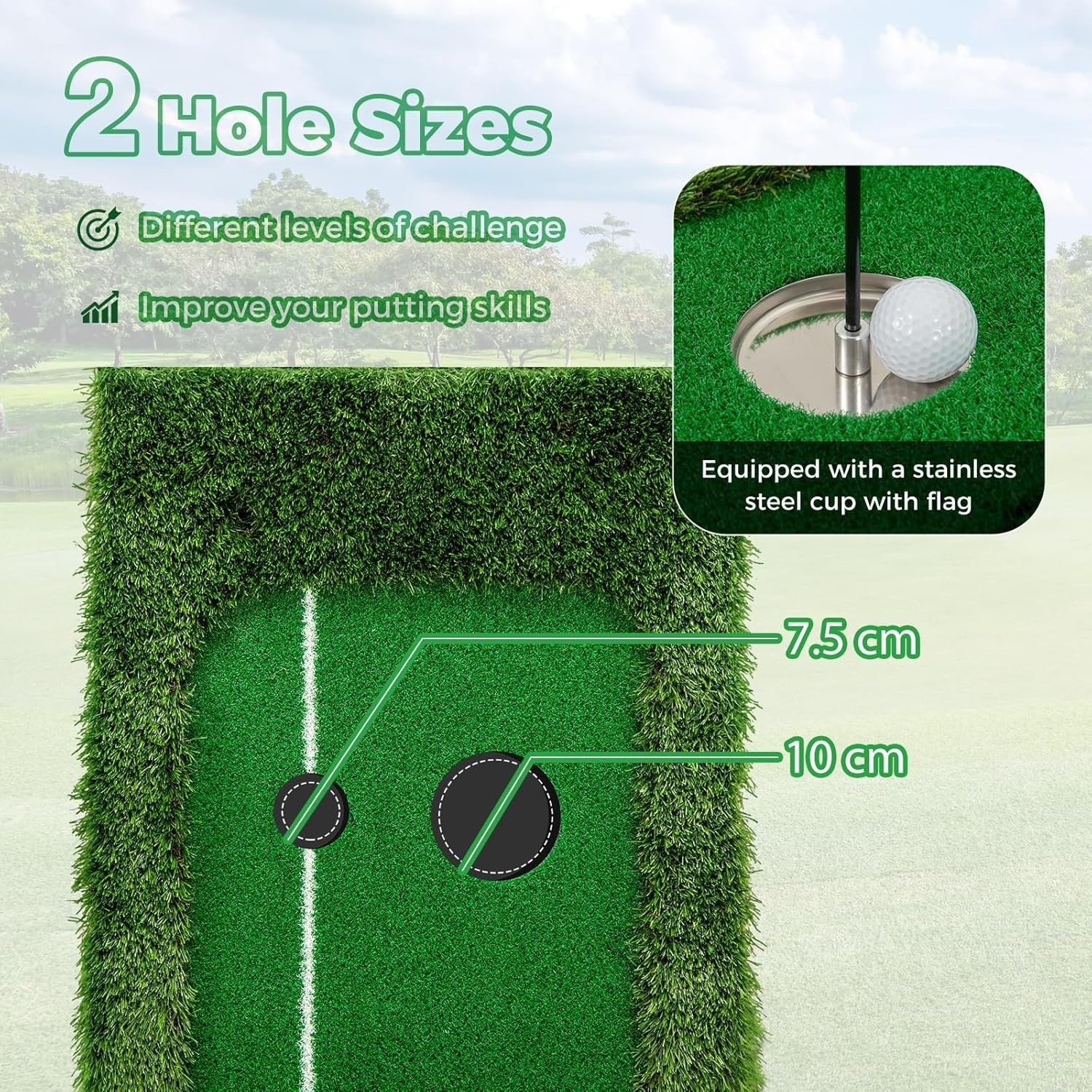 10FT Golf Putting Green Mat Indoor Outdoor Practice Trainer w/ Balls