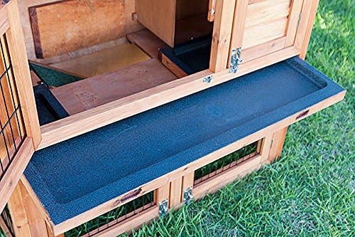 Double Decker Rabbit Hutch with Run Wooden Guinea Pig House Slide Out Tray