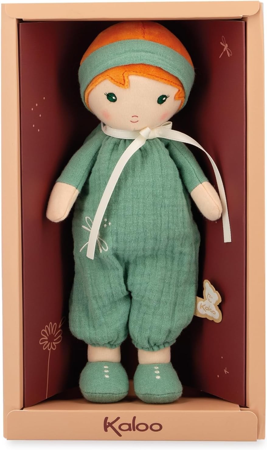 25cm Soft Fabric Rag Doll Muslin Dungarees Personalised Ribbon Newborn Gift