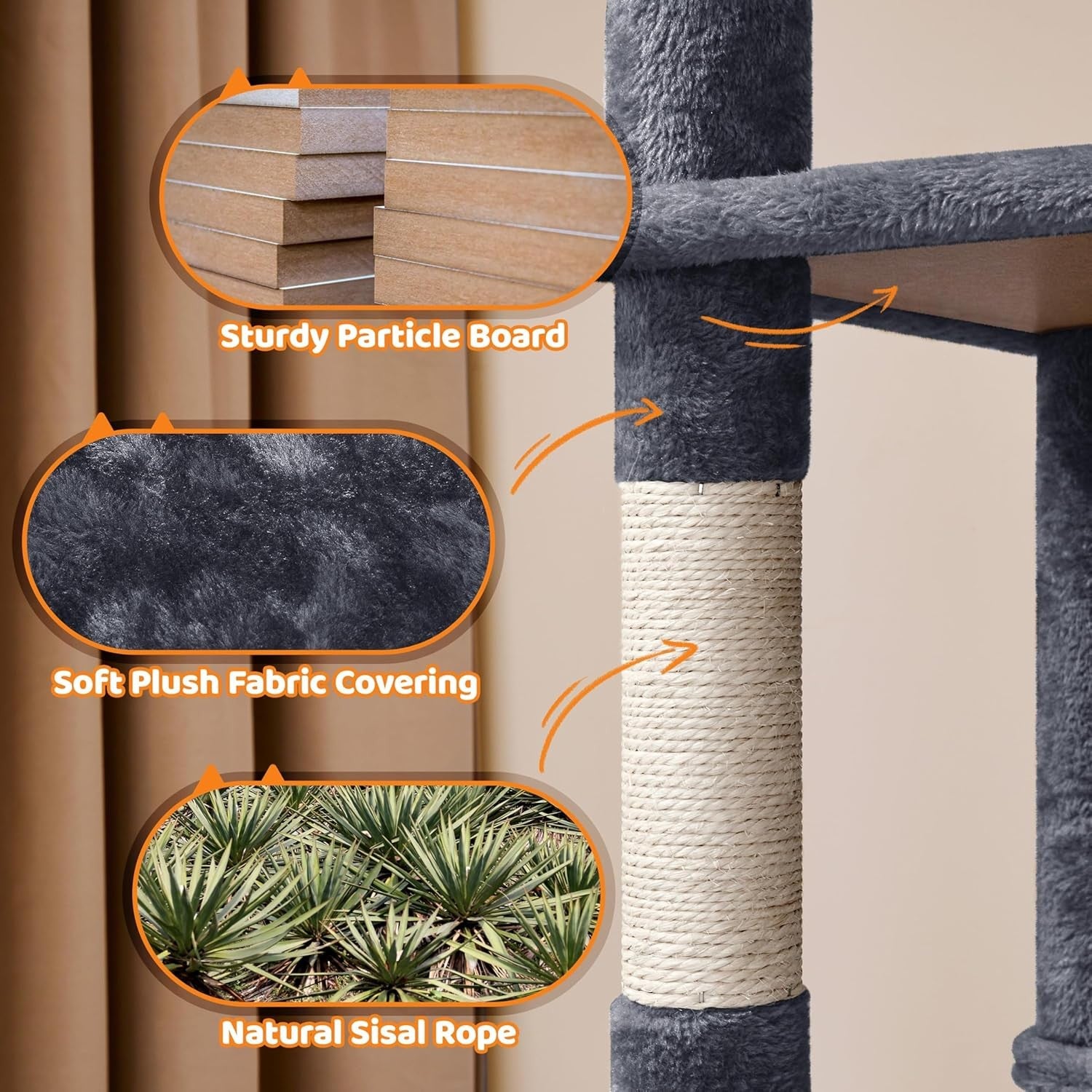 Large Cat Tree Tower 150cm Scratching Post Condo Hammock Play Centre