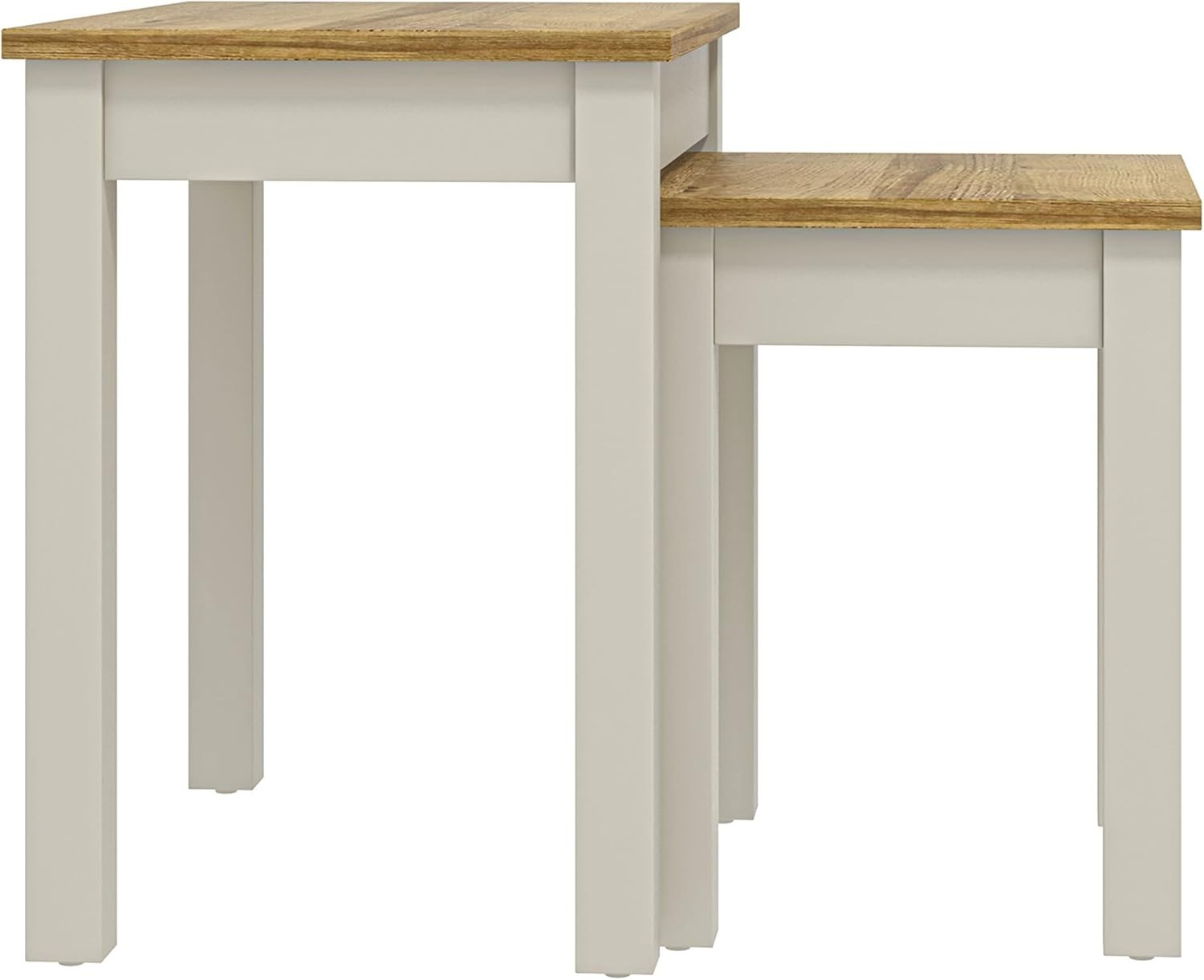 Nesting Side Tables Set of 2 Coffee End Table Wood Light Grey Small Space