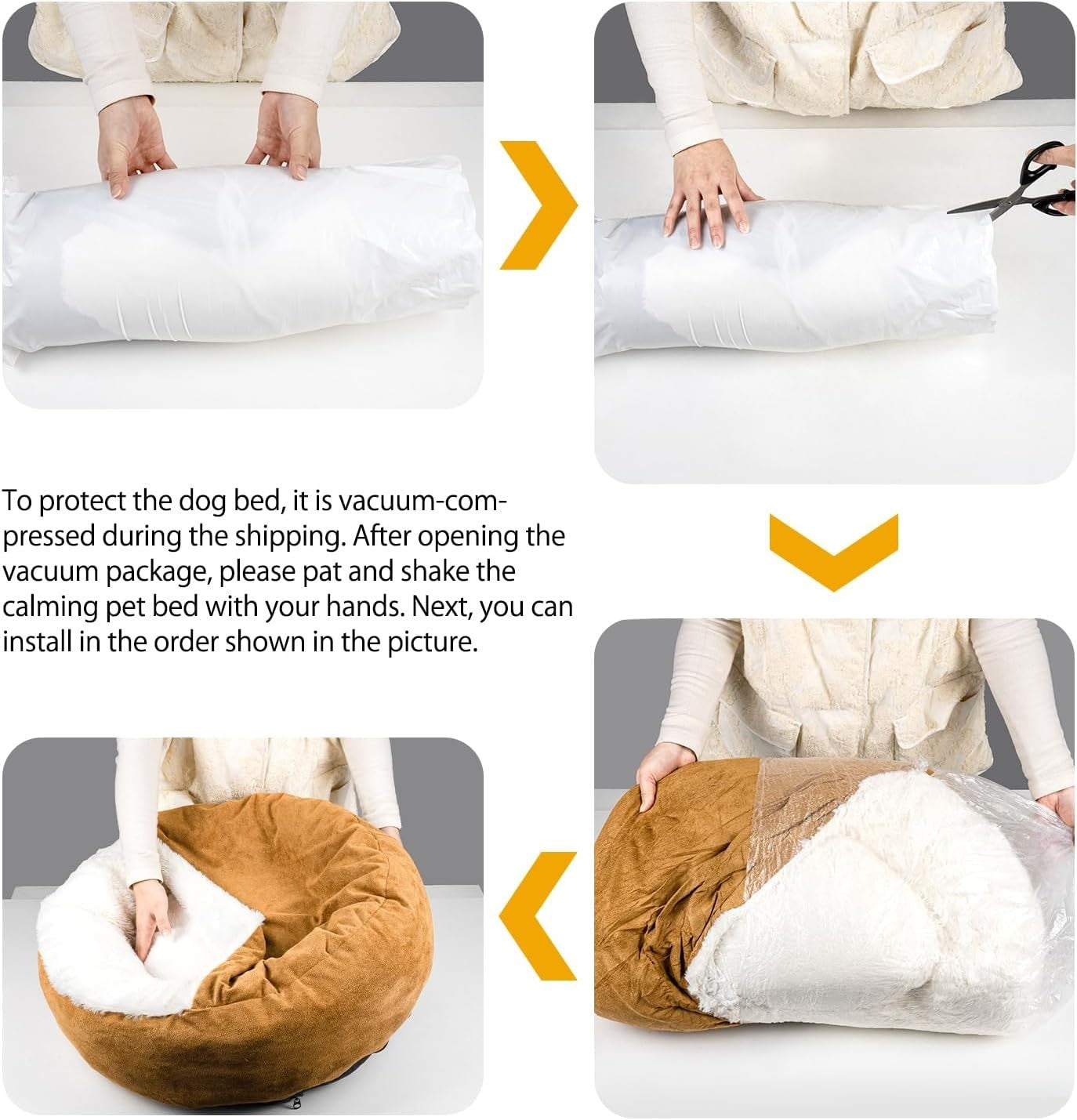Large Hooded Donut Dog Bed 77x77x20cm Washable