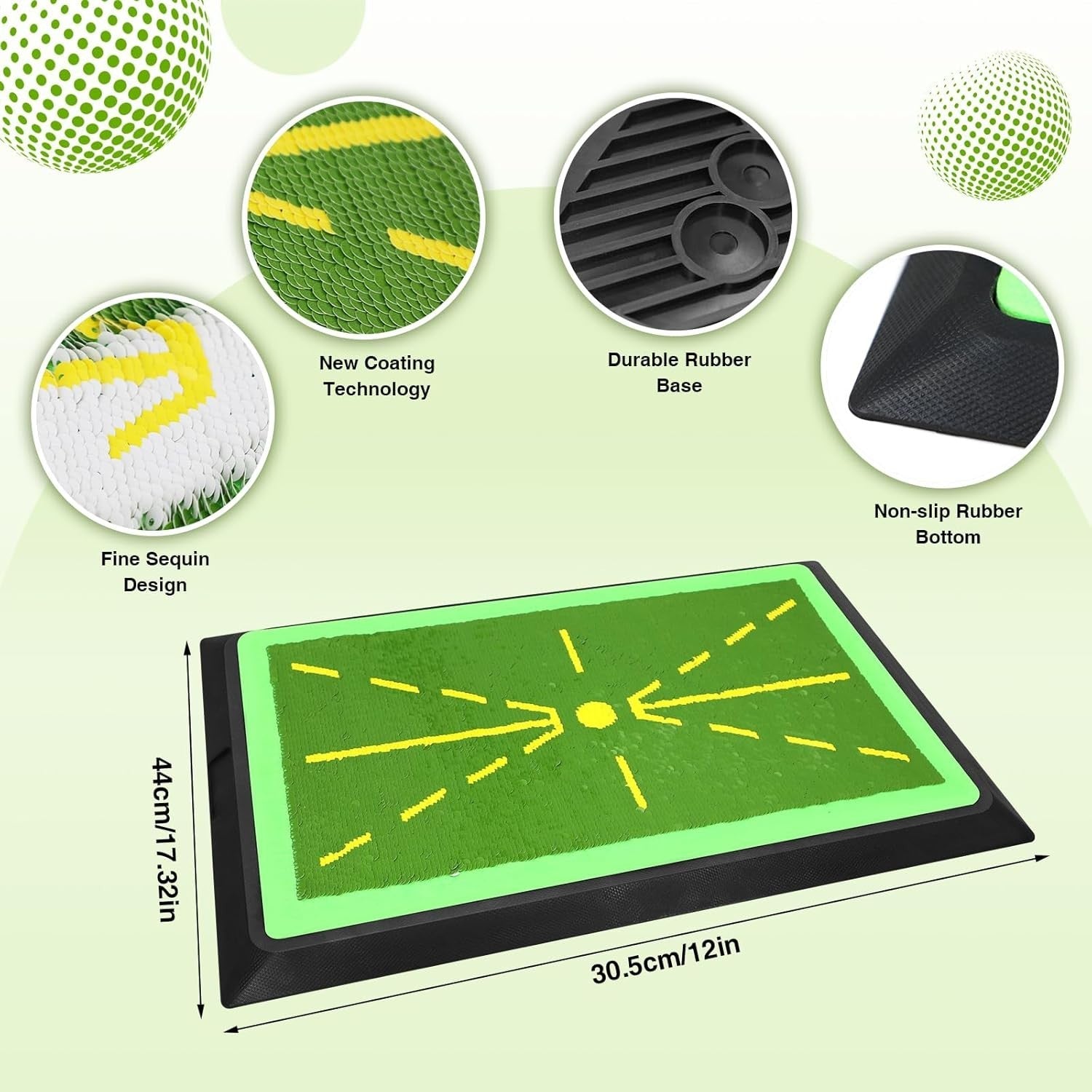 Golf Swing Path Training Mat Indoor Outdoor Practice Feedback Rubber Base