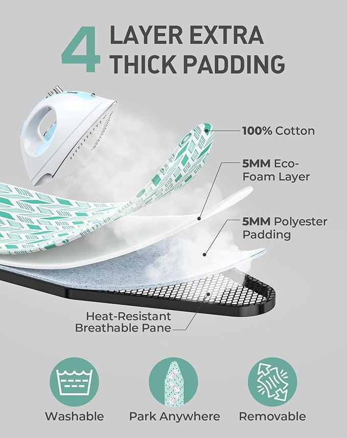 2 in 1 Ironing Board Steaming Board Foldable Compact Non Slip Steel