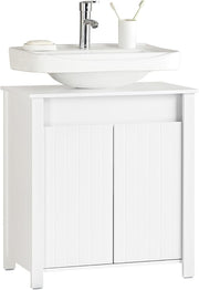 White Under Sink Bathroom Cabinet 60x65.5x34cm Storage Cupboard with Doors
