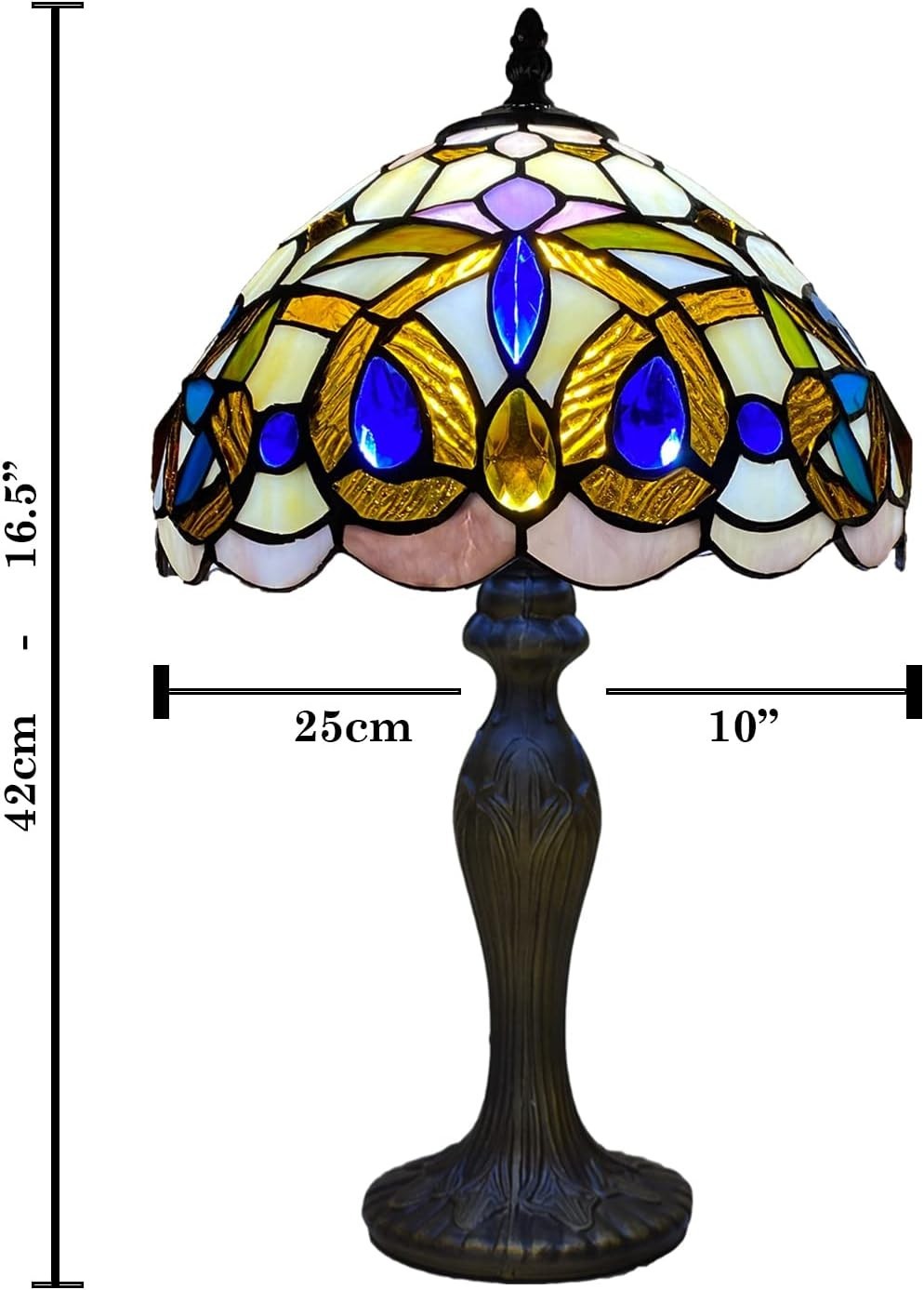 Tiffany Style Table Lamp Stained Glass Antique Design 42cm E27