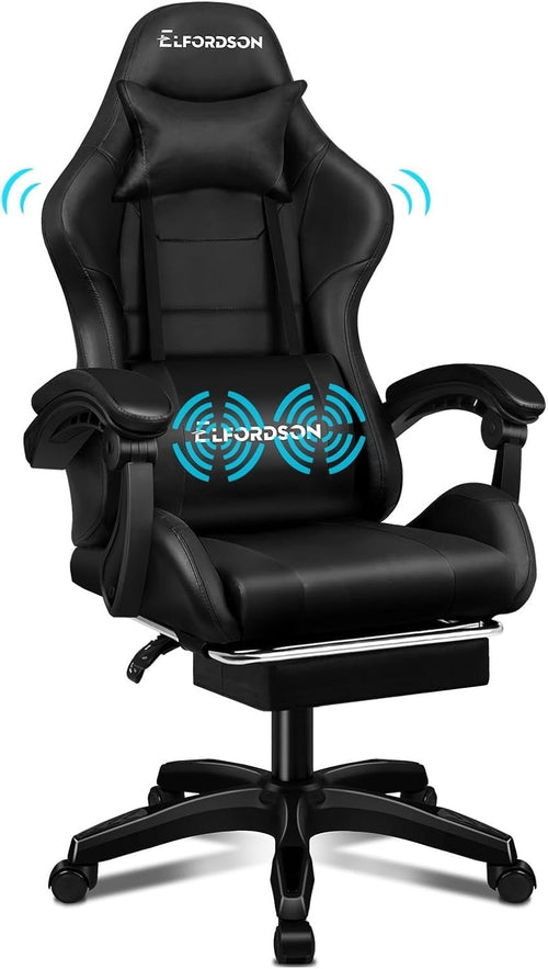 XL Gaming Chair Recliner Massage Lumbar Support Faux Leather PC Office Workstati