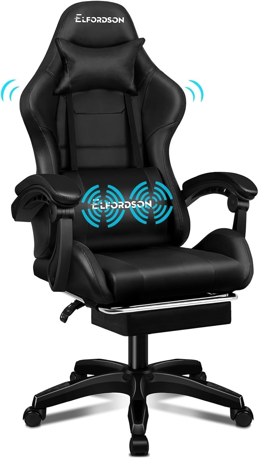 XL Gaming Chair Recliner Massage Lumbar Support Faux Leather PC Office Workstati