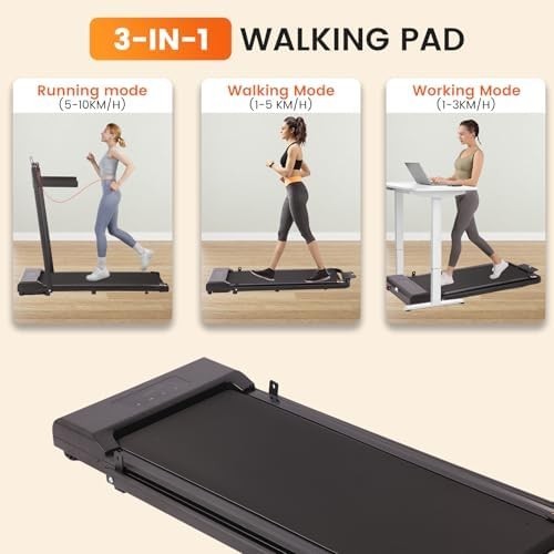 3-in-1 Foldable Walking Pad Under Desk Treadmill w/ Handle 10km/h Home Fitness