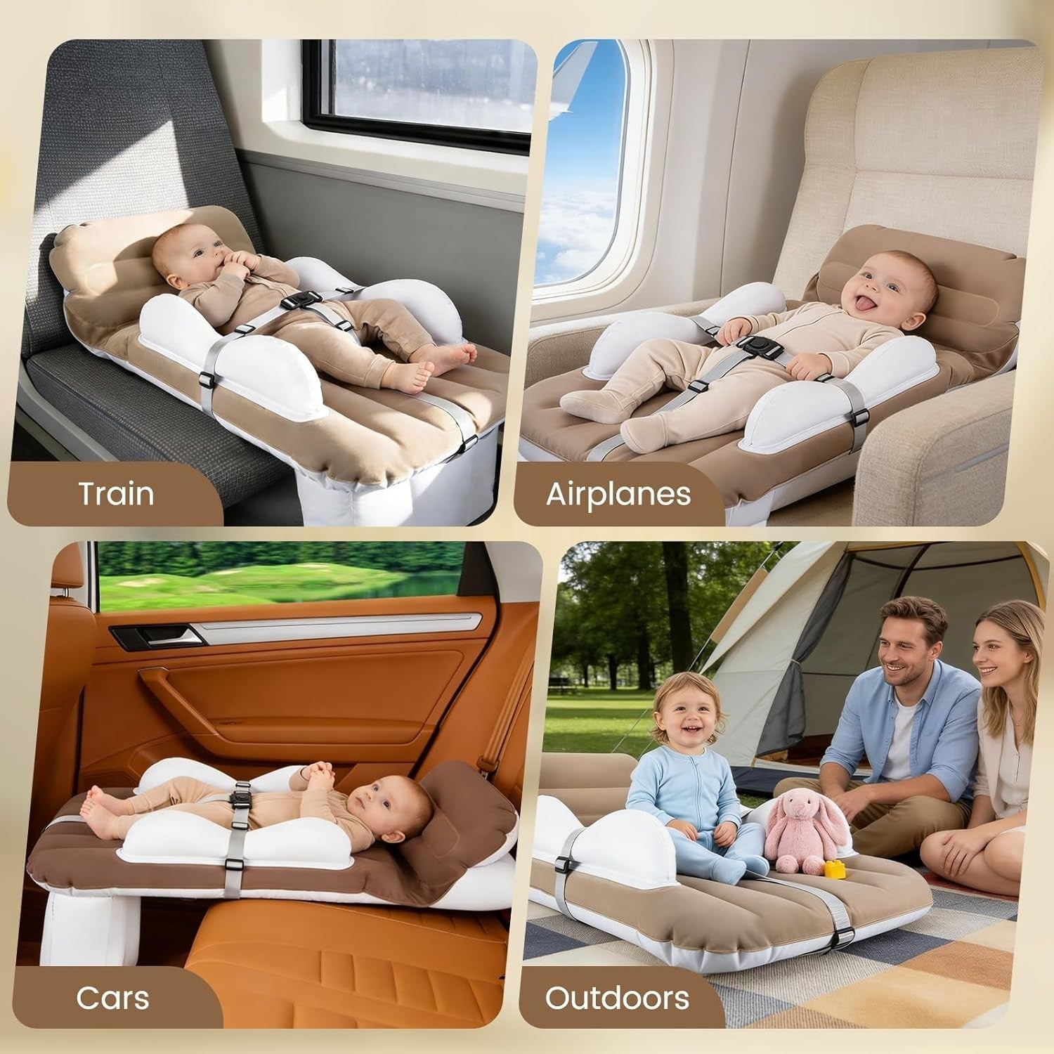 Portable Toddler Travel Air Bed 4-in-1 Kids Inflatable Car Cot