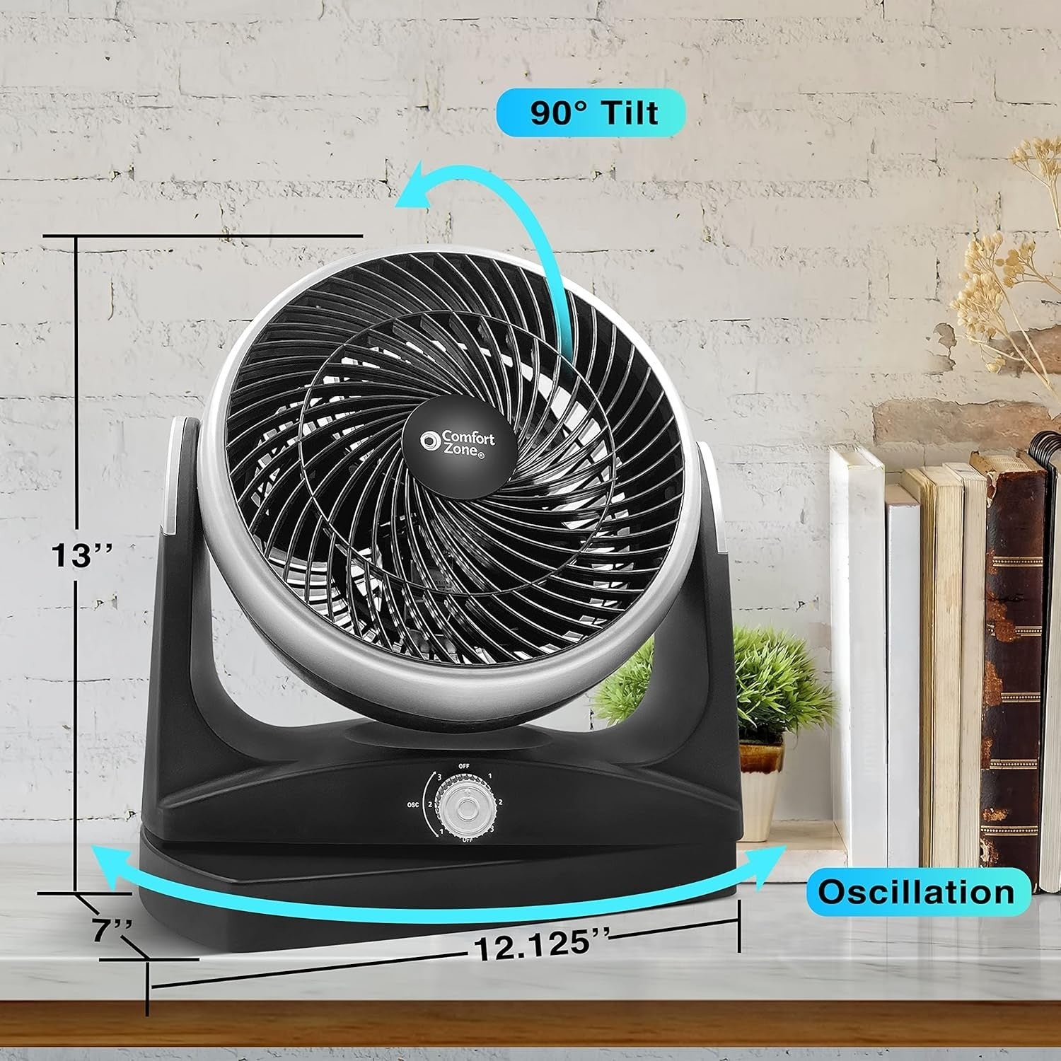 8" Oscillating Desk Fan – 180° Tilt 3-Speed Quiet Air Circulator for Home Office