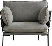 Modern Grey Upholstered Accent Armchair with Metal Frame – Cozy Lounge