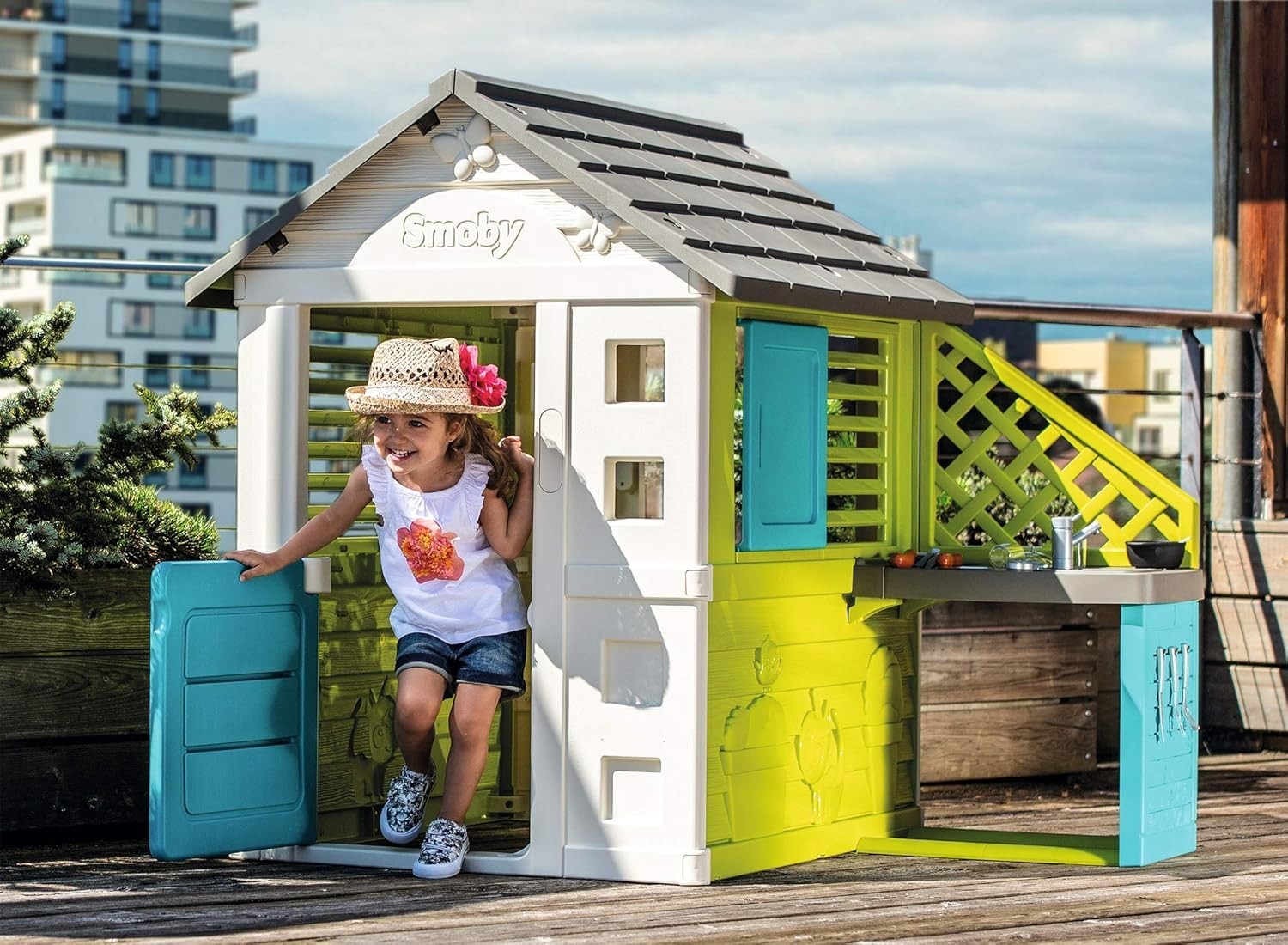 Kids Playhouse Indoor Outdoor w Kitchen Large Garden Toy House