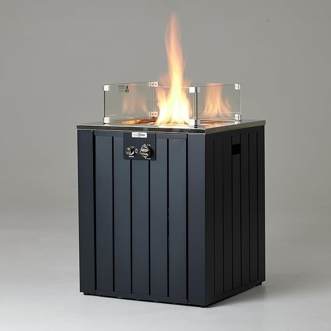 Outdoor Gas Patio Heater 13KW Adjustable Heat Settings & Glass Rocks