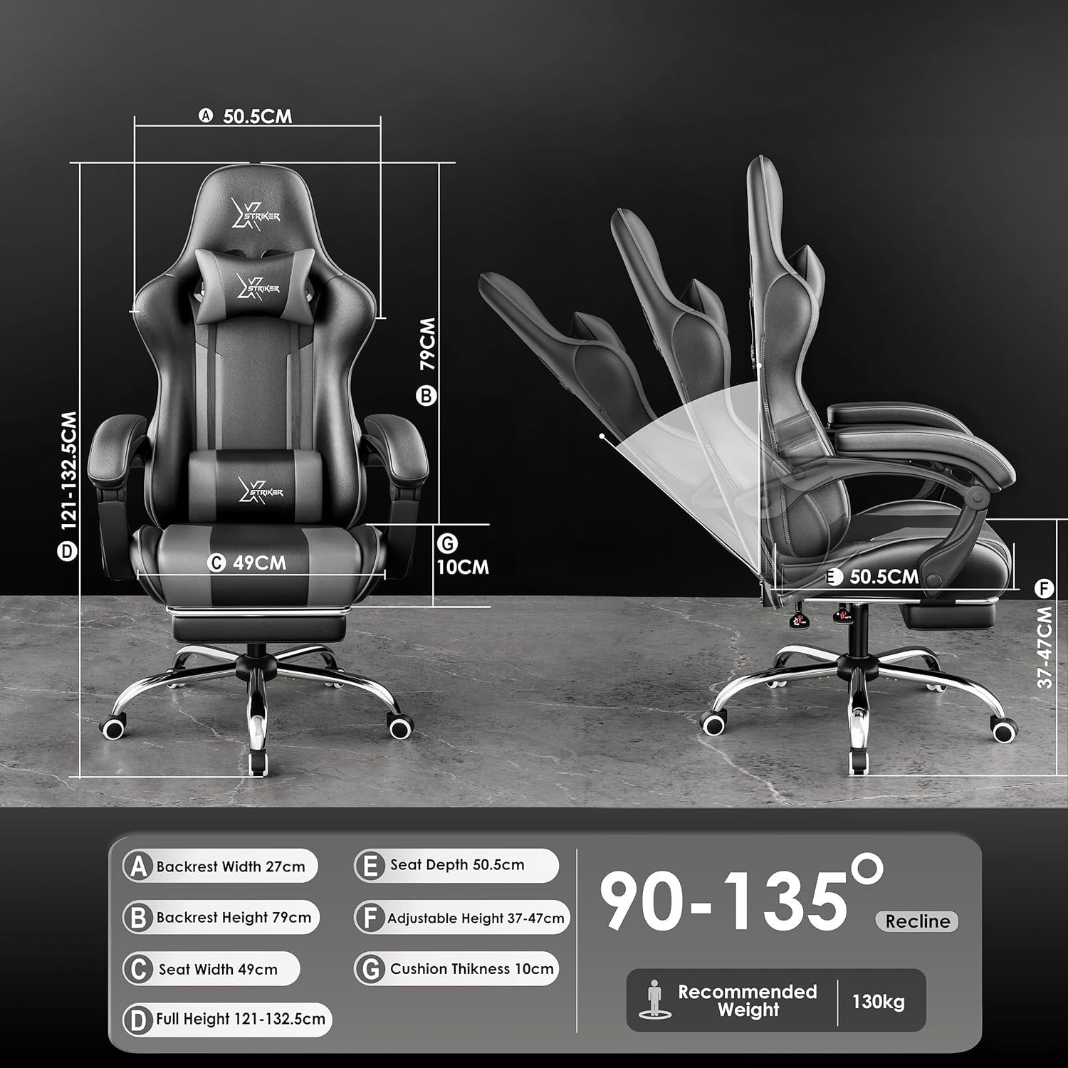 High Back Ergonomic Gaming Chair Reclining Swivel Office Desk Seat Footrest Blac