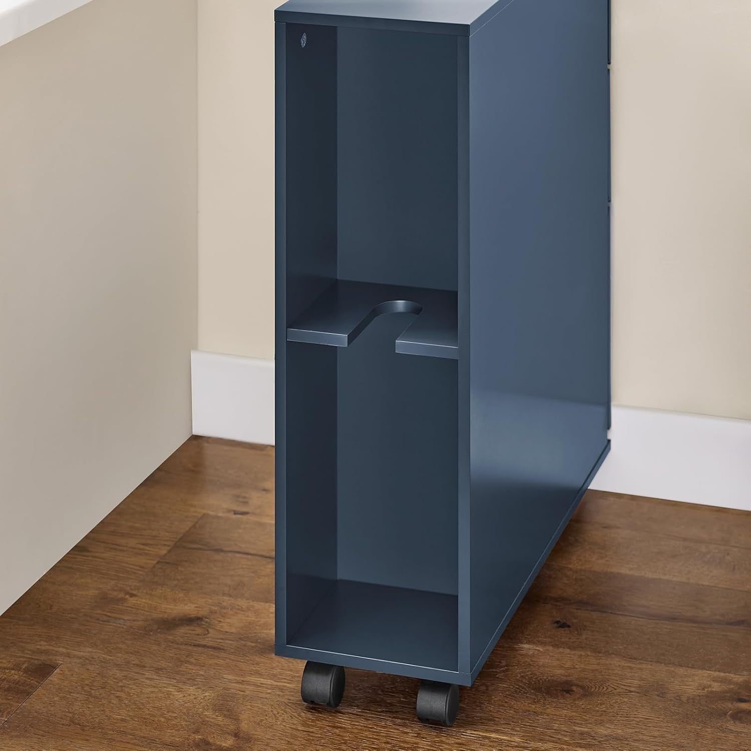 Slim 3-Drawer Bathroom Storage Cabinet with Side Compartment & Wheels